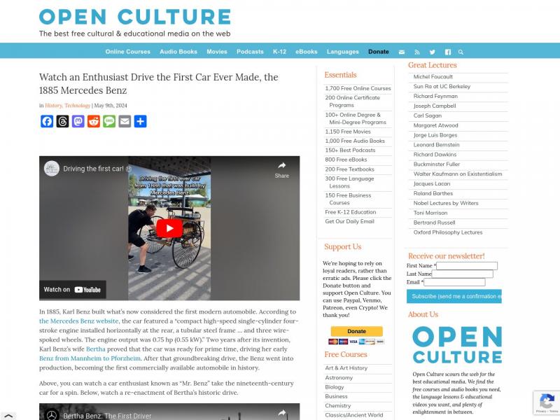 【open culture】open culture在线课程<b>※</b>2024年05月10日网站截图