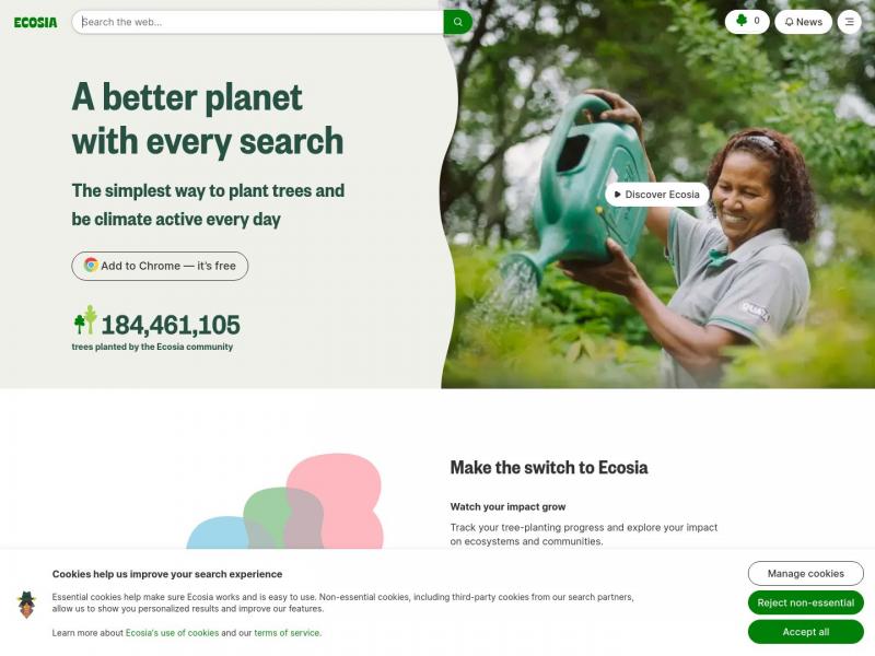【Ecosia】2023年10月17日网站截图