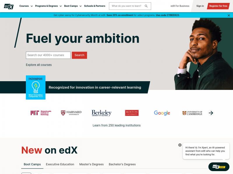 【edX课程】哈佛、麻省理工等大学的免费在线课程 | edX<b>※</b>2023年10月28日网站截图