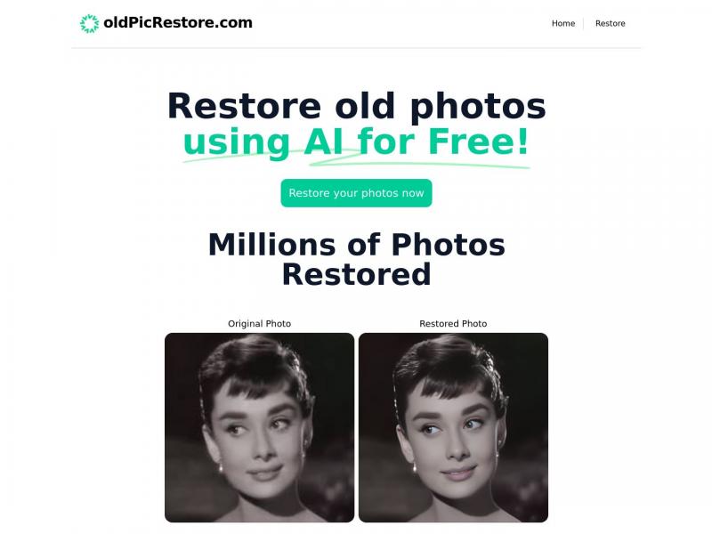 【Oldpicrestore】使用人工智能增强和改进照片<b>※</b>2024年01月22日网站截图