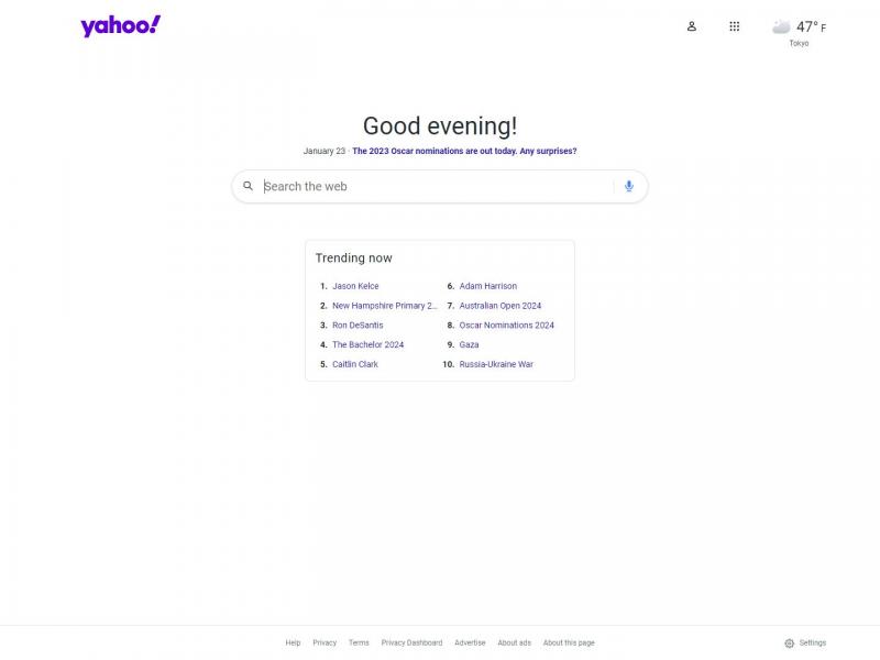 【雅虎搜索】搜索引擎Yahoo! Search<b>※</b>2024年01月23日网站截图